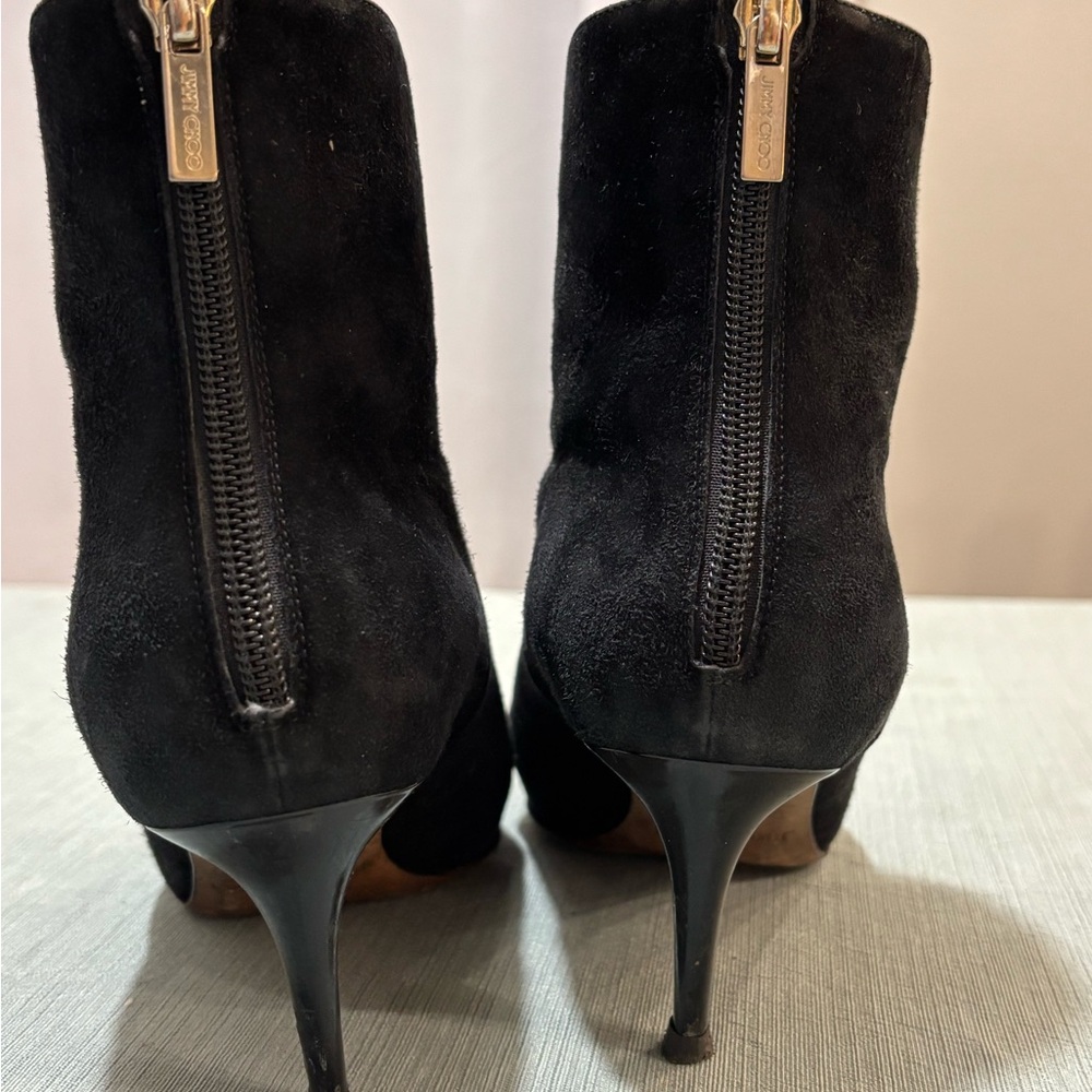 Jimmy Choo Black Suede Ankle Booties 36 1/2 Italy - Picture 10 of 10